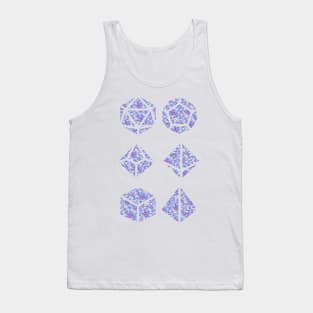 Neon Blue and Purple Gradient Rose Vintage Pattern Silhouette Polyhedral Dice - Dungeons and Dragons Design Tank Top